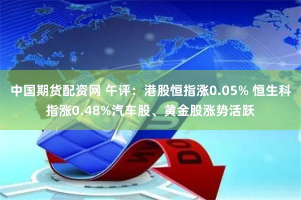 中国期货配资网 午评：港股恒指涨0.05% 恒生科指涨0.48%汽车股、黄金股涨势活跃