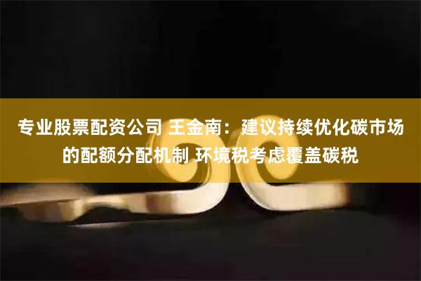 专业股票配资公司 王金南：建议持续优化碳市场的配额分配机制 环境税考虑覆盖碳税