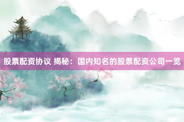 股票配资协议 揭秘：国内知名的股票配资公司一览